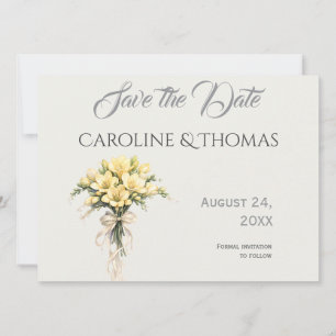 Canary Yellow Romantic Freesia  Floral Wedding Save The Date