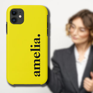 Canary Yellow Solid Colour Elegant Name iPhone 11 Case