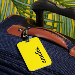 Canary Yellow Solid Colour Elegant Name Luggage Tag