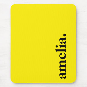 Canary Yellow Solid Colour Elegant Name Mouse Mat