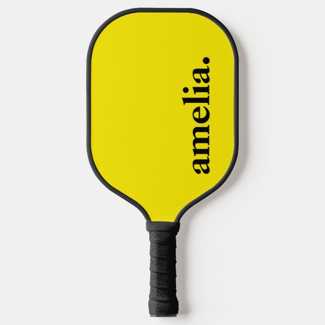 Canary Yellow Solid Colour Elegant Name  Pickleball Paddle (Front)