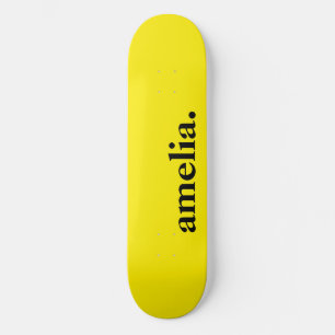 Canary Yellow Solid Colour Elegant Name  Skateboard