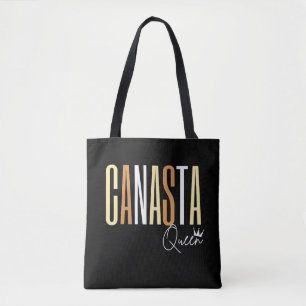 Canasta queen in brown letters tote bag