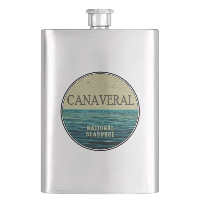 Canaveral National Seashore Florida Ocean Birds Hip Flask (Front)