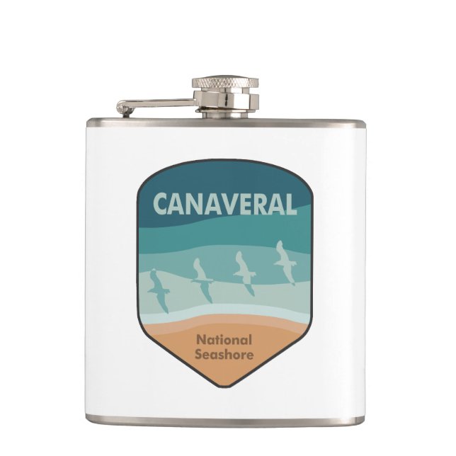 Canaveral National Seashore Florida Seagulls Hip Flask (Front)