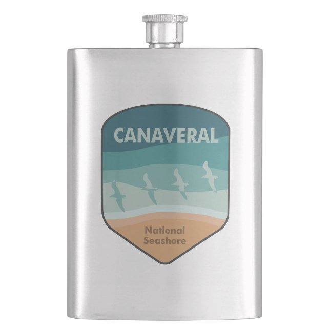 Canaveral National Seashore Florida Seagulls Hip Flask (Front)