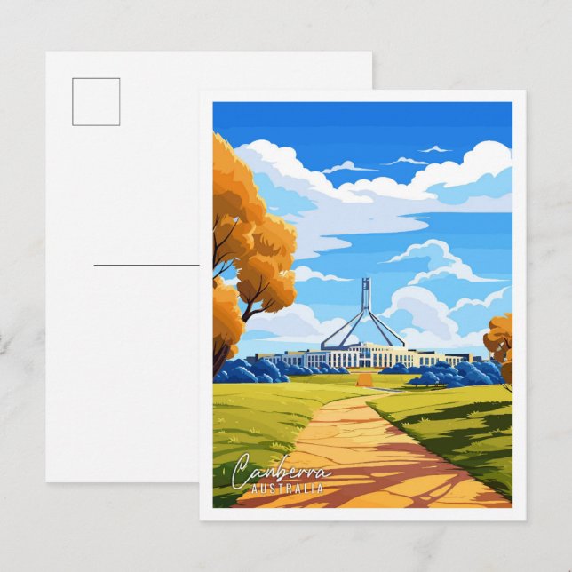 Canberra Australia Art vintage travel illustration Postcard (Front/Back)