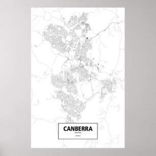 Canberra, Australia (black on white) Poster