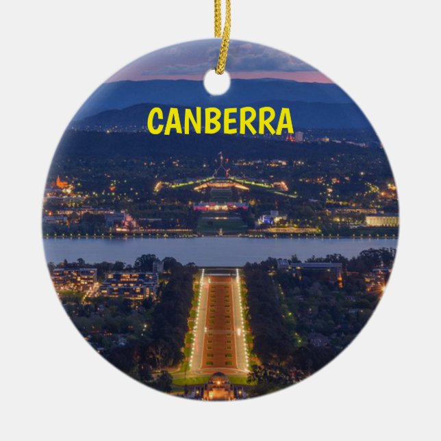 Canberra Australia Panoramic Christmas Ornament (Front)