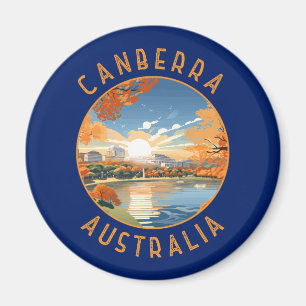 Canberra Australia Retro Distressed Circle Magnet