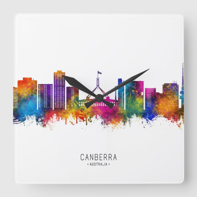 Canberra Australia Skyline Square Wall Clock (Front)