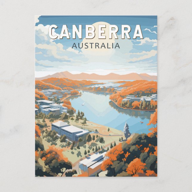 Canberra Australia Travel Art Vintage Postcard (Front)