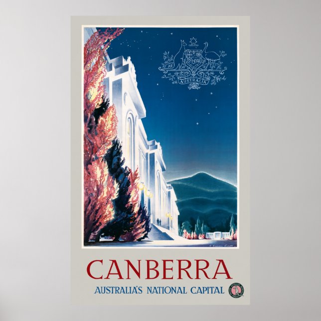 Canberra Australia Vintage 1940 Travel Poster (Front)