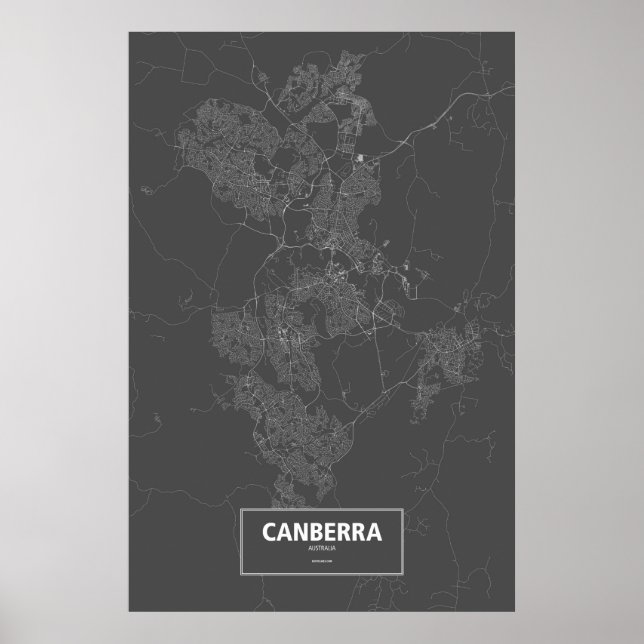 Canberra, Australia (white on black) Poster (Front)