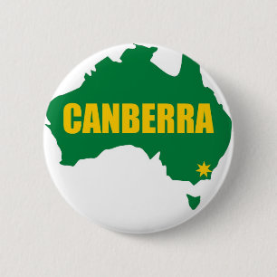 Canberra Green and Gold Map 6 Cm Round Badge