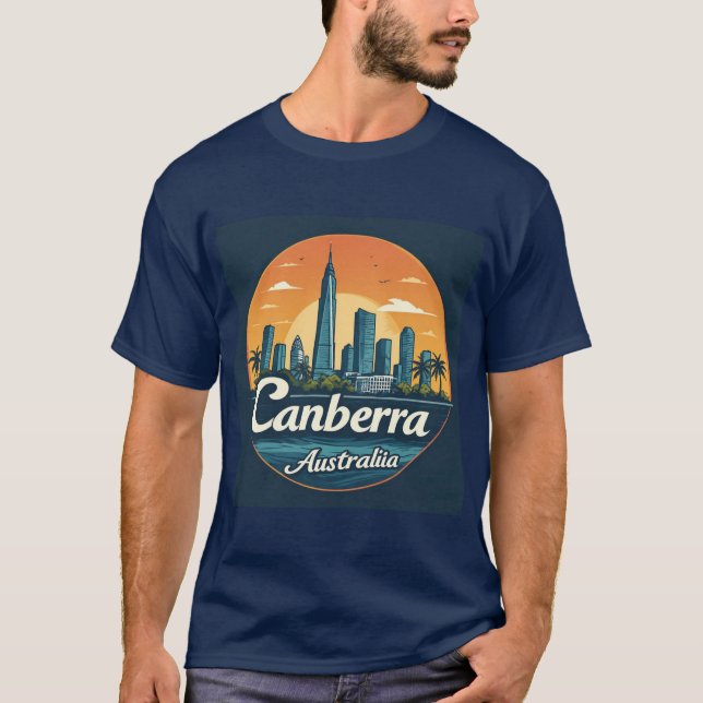 Canberra Skyline Sunset Australia 🌅 T-Shirt (Front)