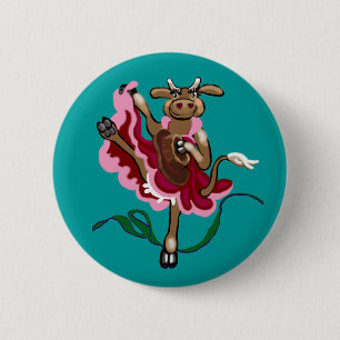Cancan cowgirl 6 cm round badge