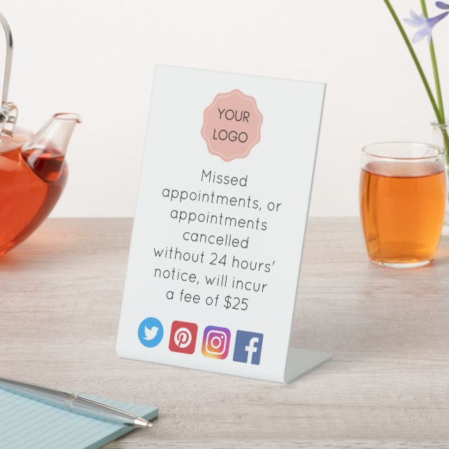 Cancelation notice for salon or spa pedestal sign (In SItu)