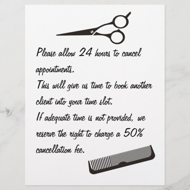 Cancellation policy custom letterhead (Front)