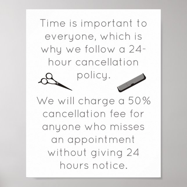 Cancellation policy poster (Front)