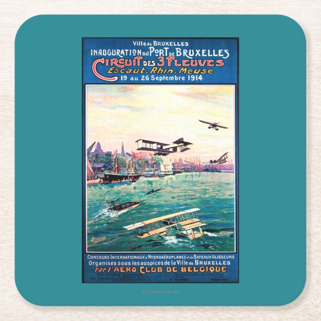 Cancelled Float Plane Promotional Poster Square Paper Coaster (Front)
