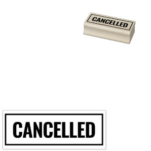 Cancelled modern border custom office wood rubber stamp