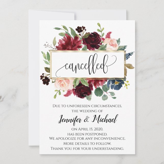 Cancelled Postponed Floral Event Announcement (Front)