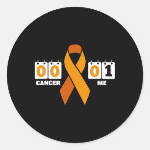 Cancer 0 Me 1 Orange Ribbon Leukaemia Blood Cancer Classic Round Sticker