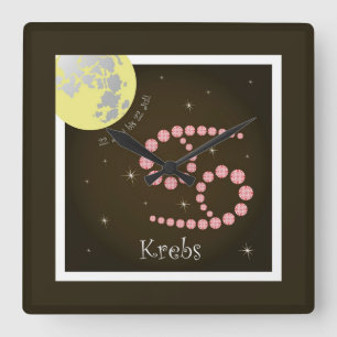 Cancer 22 June to 22 July Square Wall Clock