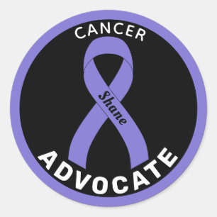 Cancer Advocate Ribbon Black Round Sticker