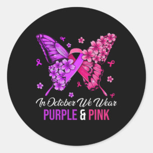Cancer And Domestic Violence Awareness Butterfly 1 Classic Round Sticker