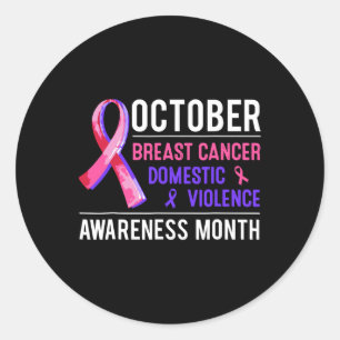 Cancer And Domestic Violence Awareness Month Famil Classic Round Sticker