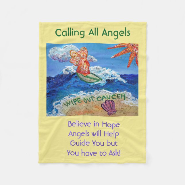 Cancer Angel Chemo Custom Fuzzy Fleece Blanket (Front)