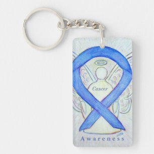 Cancer Angel Violet Awareness Ribbon Keychain