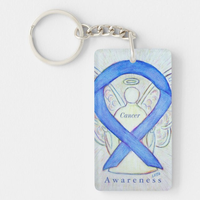 Cancer Angel Violet Awareness Ribbon Keychain (Front)