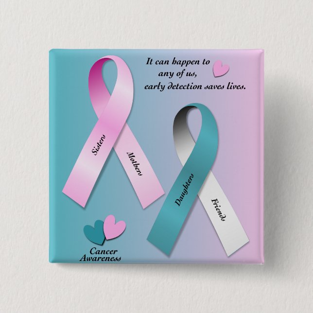 Cancer Awareness 15 Cm Square Badge (Front)
