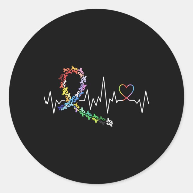 Cancer Awareness All Cancers Matter Hebeat Classic Round Sticker (Front)