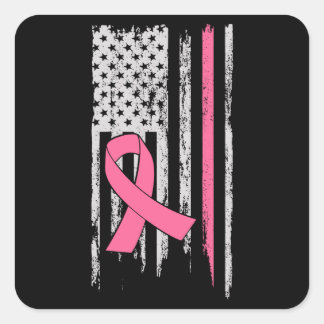Cancer Awareness American Flag Square Sticker