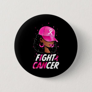 Cancer Awareness Black Women Warrior Pink Support 6 Cm Round Badge