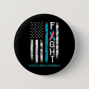 Cancer Awareness Blue Pink Teal Ribbon Fight Flag  6 Cm Round Badge