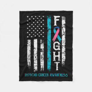 Cancer Awareness Blue Pink Teal Ribbon Fight Flag Fleece Blanket