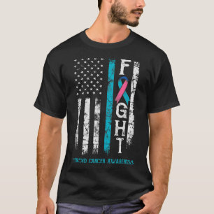 Cancer Awareness Blue Pink Teal Ribbon Fight Flag T-Shirt