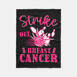 Cancer Awareness - Bowling Strike Out Pink Ribbon  Fleece Blanket