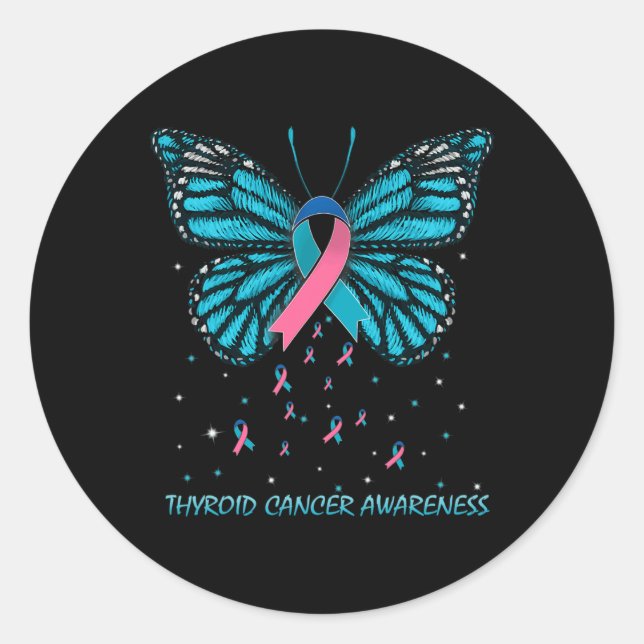 Cancer Awareness Butterfly  Classic Round Sticker (Front)