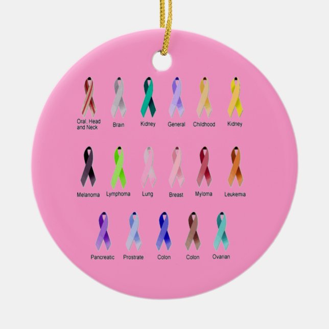 CANCER AWARENESS CERAMIC TREE DECORATION (Front)