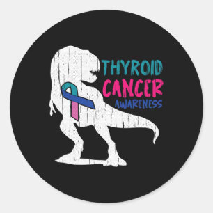 Cancer Awareness Cool T-rex Warrior Survivor Fight Classic Round Sticker