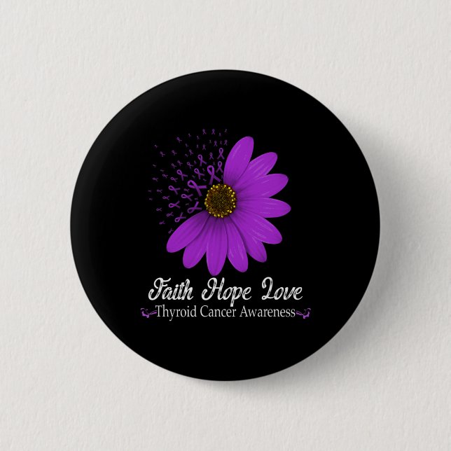 Cancer Awareness Faith Hope Love Purple Ribbon  6 Cm Round Badge (Front)