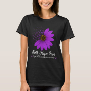 Cancer Awareness Faith Hope Love Purple Ribbon T-Shirt