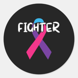 Cancer Awareness Fighter Support Ribbon Gift Classic Round Sticker