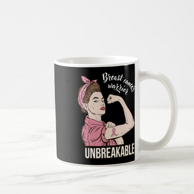 Cancer Awareness For Her Warrior Unbreakable Suppo Coffee Mug (Right)
